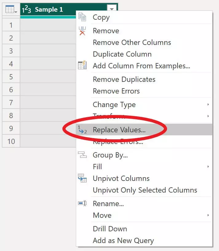 replace values power query